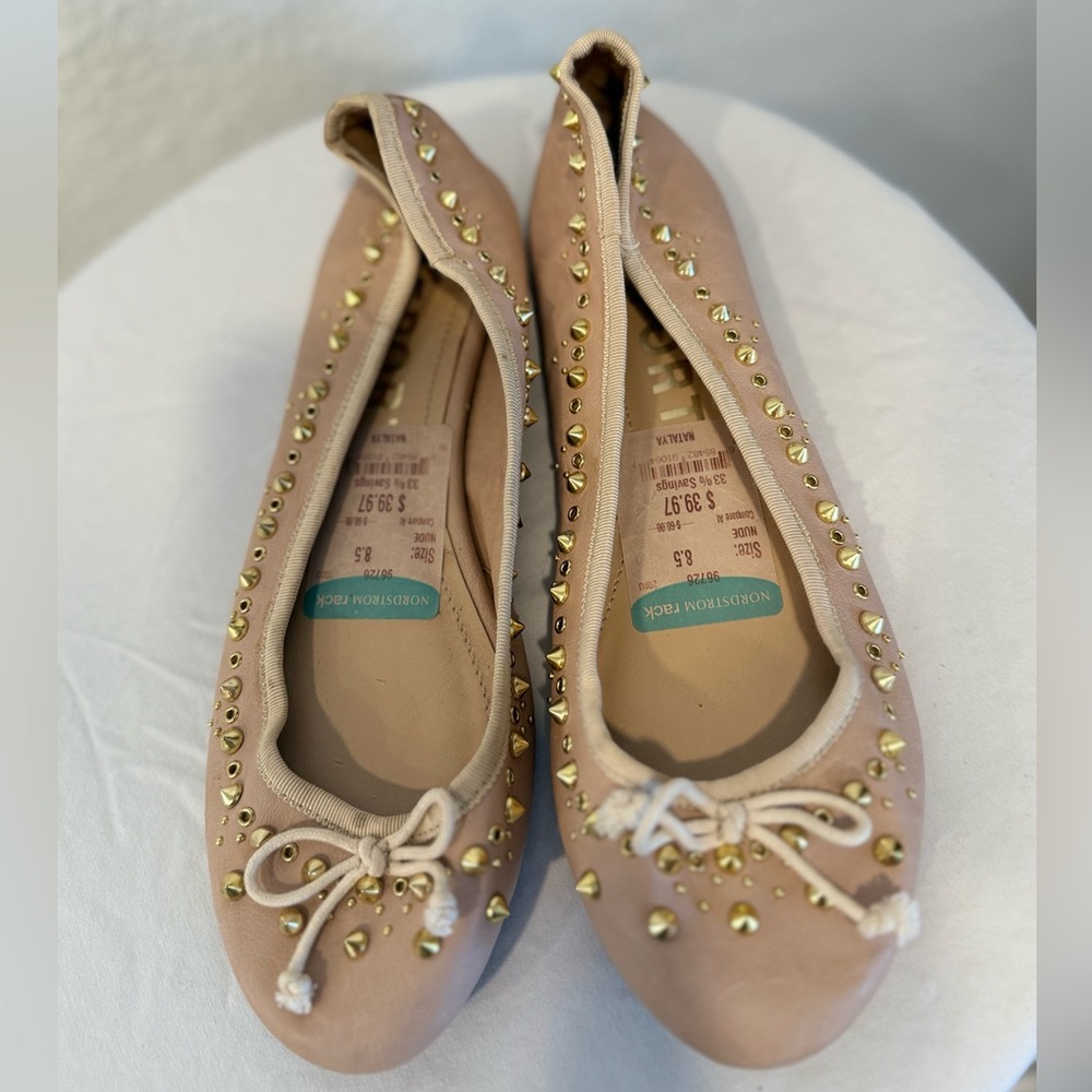 Rockport Blush Studded Flats with Gold Accents